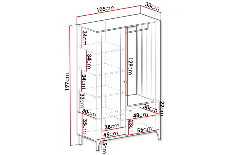 Aggarwal Garderob med Spegel 105x197 cm - Beige - Products - Förvaring - Garderober & garderobssystem