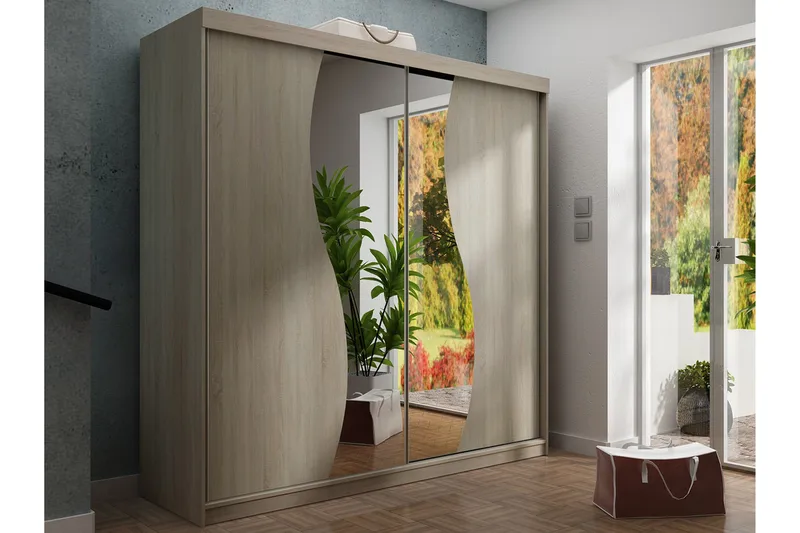 Dunkra Garderob m. Spegel 200x200 cm - Brun - Products - Förvaring - Garderober & garderobssystem