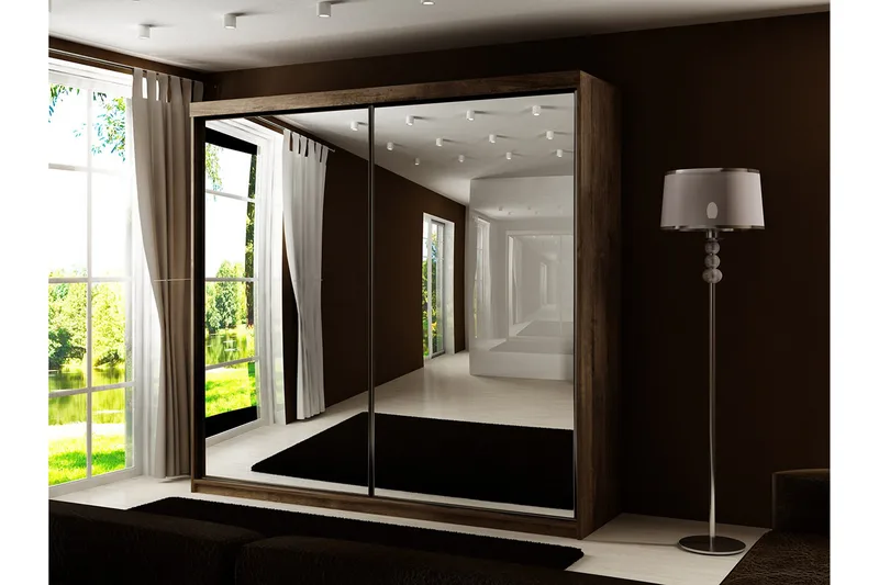 Dunkra Garderob m. Spegel 200x200 cm - Brun - Products - Förvaring - Garderober & garderobssystem