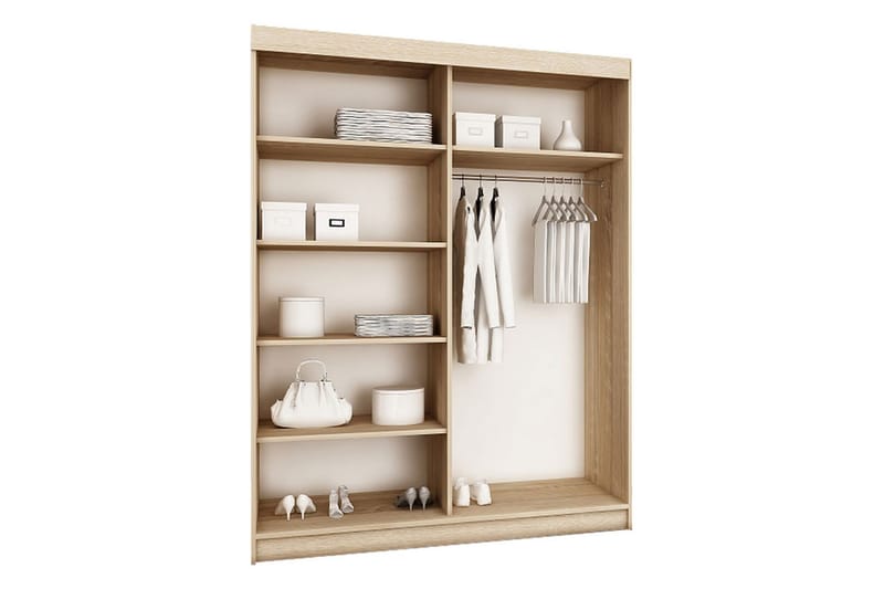 Dunkra Garderob med Spegel LED-belysning RGB 150 cm Båge - Vit - Products - Förvaring - Garderober & garderobssystem