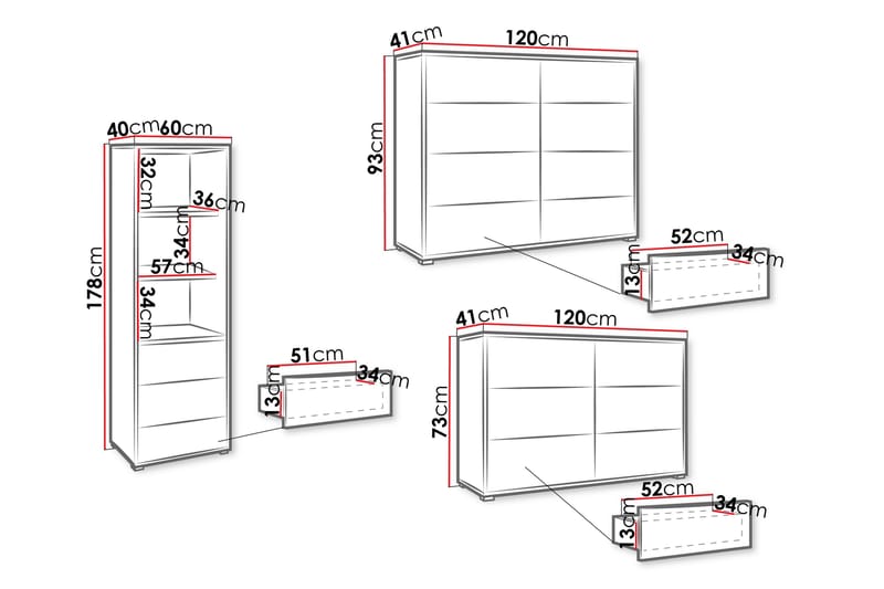 Agawal Möbelset För Vardagsrum - Brun - Products - Förvaring - Förvaringsmöbler - Möbelset för vardagsrum