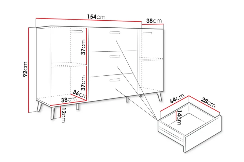 Akihiko Byrå 154 cm - Vit - Products - Förvaring - Förvaringsmöbler - Byrå