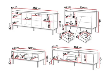 Belonger Möbelset För Vardagsrum - Svart/Valnöt - Products - Förvaring - Förvaringsmöbler - Möbelset för vardagsrum