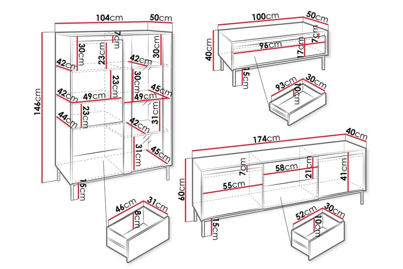 Bjurholm Möbelset För Vardagsrum - Beige - Products - Förvaring - Förvaringsmöbler - Möbelset för vardagsrum
