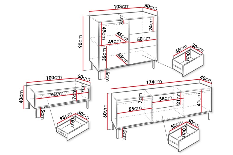 Bjurholm Möbelset För Vardagsrum - Beige - Products - Förvaring - Förvaringsmöbler - Möbelset för vardagsrum