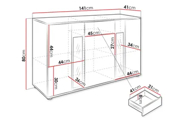 Bunta Skänk 141x41 cm - Brun/Vit - Products - Förvaring - Förvaringsmöbler - Sideboard & skänk