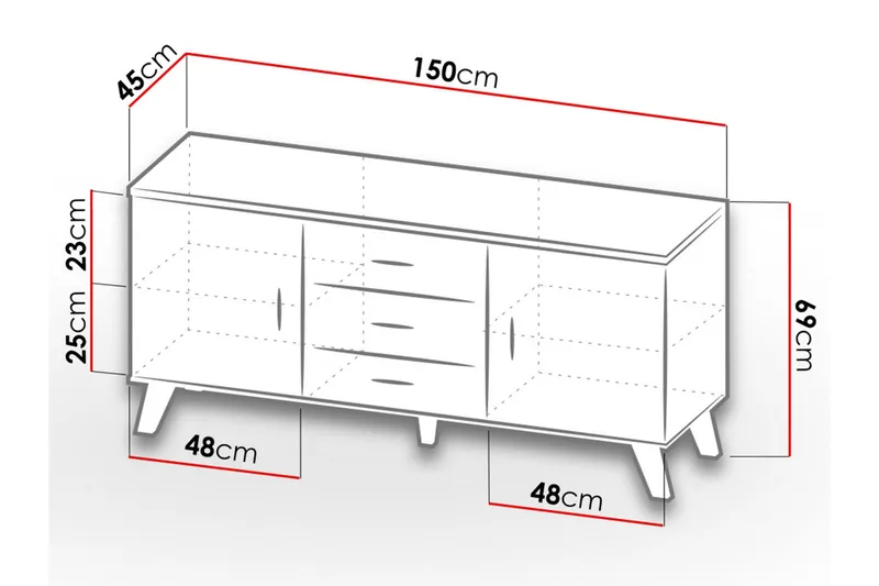 Kardos Byrå 45x150 cm - Natur/Svart - Products - Förvaring - Förvaringsmöbler - Byrå - Hallbyrå