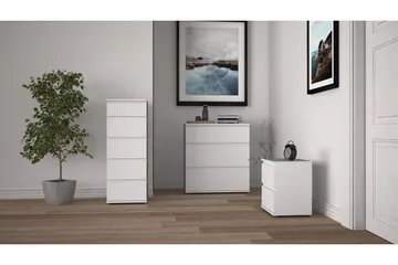 Rengo Byrå Smal 5 Lådor - Vit - Products - Förvaring - Förvaringsmöbler - Byrå - Hallbyrå