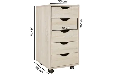 Rullkontejner Wohnling 5 lådor med folierad spånskiva och hjul, modern stil Sonoma - Sonoma - Products - Förvaring - Förvaringsmöbler - Byrå - Hurts