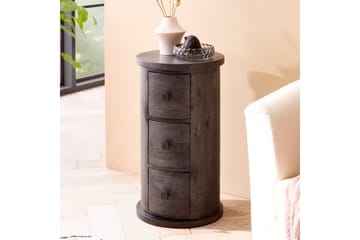 Sideboard Wohnling Runt massivt trä lantlig stil Svart, 3 lådor - Svart, 3 lådor - Products - Förvaring - Förvaringsmöbler - Byrå - Hallbyrå