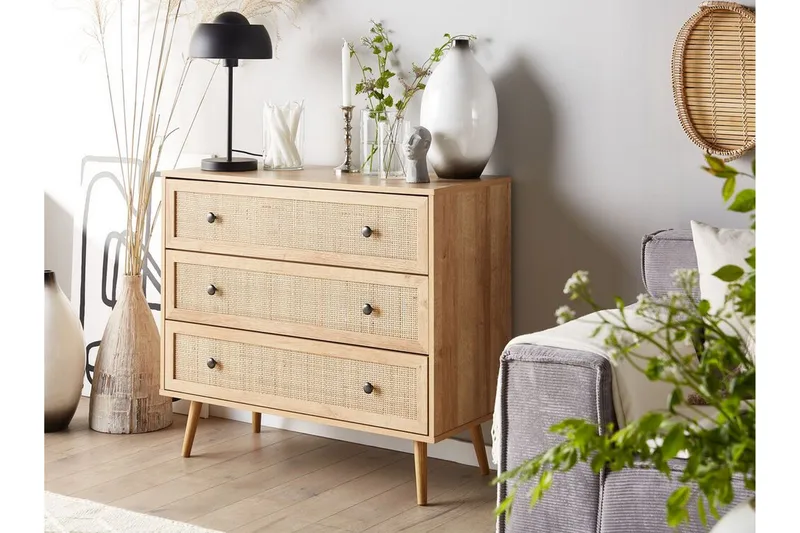 Skänk rotting ljusbrun PONCA - Trä/natur - Products - Förvaring - Förvaringsmöbler - Byrå - Hallbyrå