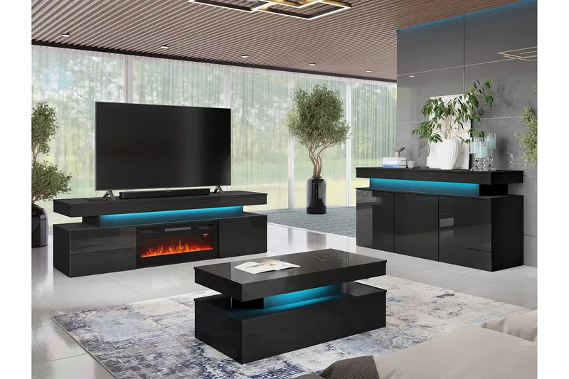 Glenndale Möbelset Vardagsrum med Belysning - Svart - Products - Förvaring - Förvaringsmöbler - Möbelset för vardagsrum