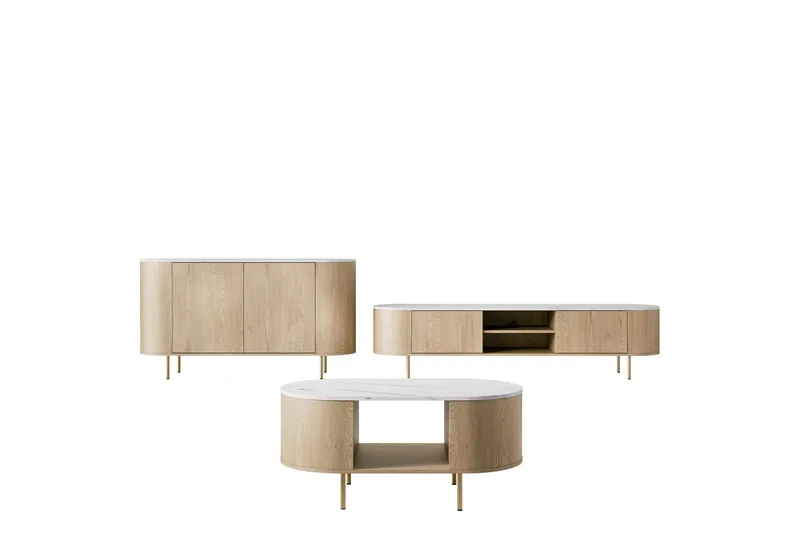 Pantego Möbelset För Vardagsrum, Brun