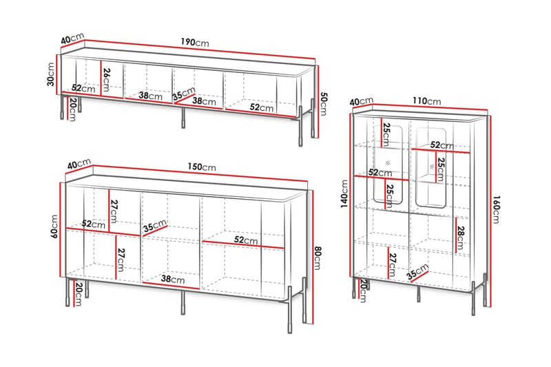 Sherie Möbelset För Vardagsrum - Vit - Products - Förvaring - Förvaringsmöbler - Möbelset för vardagsrum