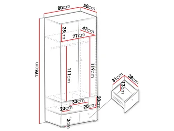 Edson Garderob 80 cm - Products - F örvaring - Garderober & garderobssystem - Garderobsskåp