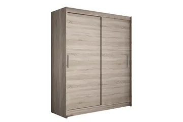 Leila Garderob 150 cm Skjutdörrar, Beige/Trä/Natur