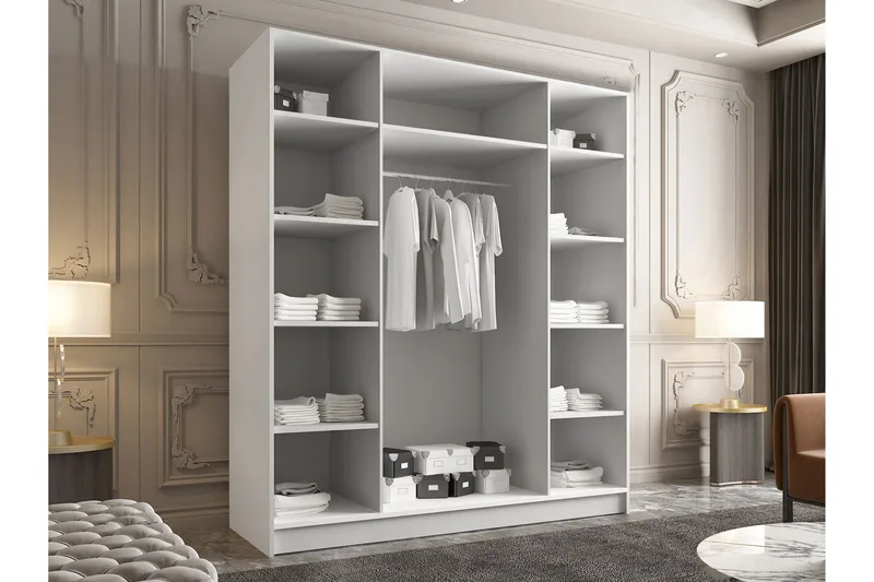 Vadstena Garderob 200 cm - Vit/Guld - Products - Förvaring - Garderober & garderobssystem - Garderobsskåp