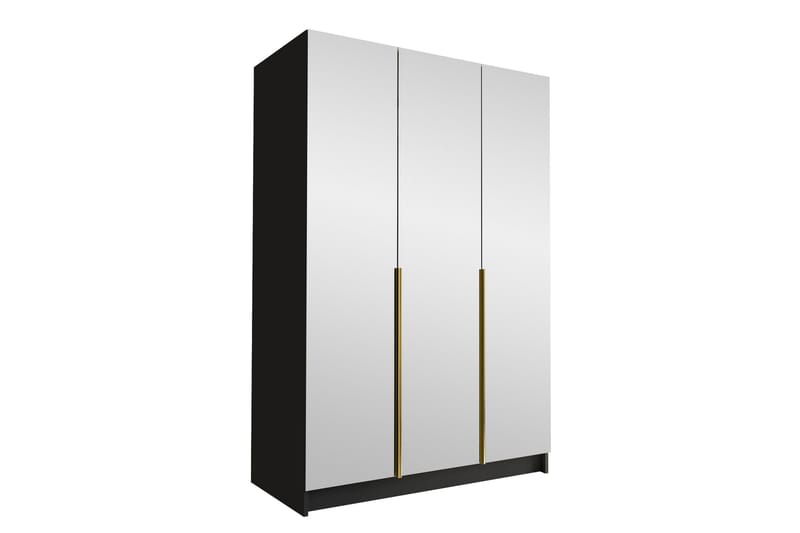Herrljunga Garderob med Spegel 150 cm, Svart/Guld