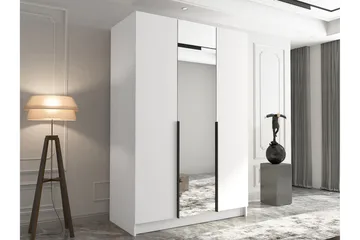 Herrljunga Garderob med Spegel 150 cm - Vit/Svart - Products - Förvaring - Garderober & garderobssystem