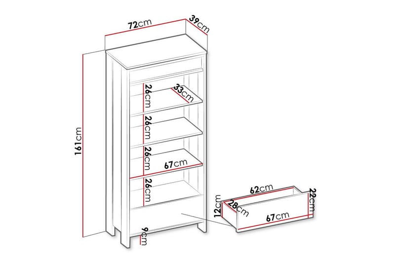 Rathmore Bokhylla 72x39 cm - Svart - Products - Förvaring - Hylla - Bokhylla