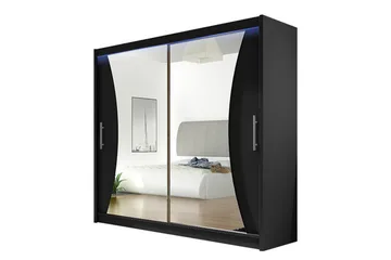 Prag Garderob med Spegel 180x215 cm - Svart - Products - Förvaring - Garderober & garderobssystem