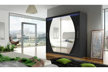 Prag Garderob med Spegel 180x215 cm - Svart - Products - Förvaring - Garderober & garderobssystem