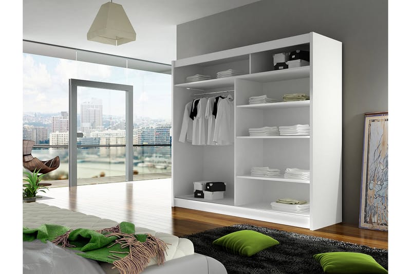 Prag Garderob med Spegel 180x215 cm - Vit - Products - Förvaring - Garderober & garderobssystem