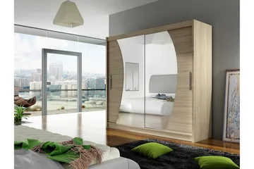 Prag Garderob Skjutdörrar Böjd Spegel - Beige/Trä/Natur - Products - Förvaring - Garderober & garderobssystem