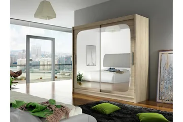 Prag Garderob Skjutdörrar Fyrkantig Spegel - Ek - Products - Förvaring - Garderober & garderobssystem