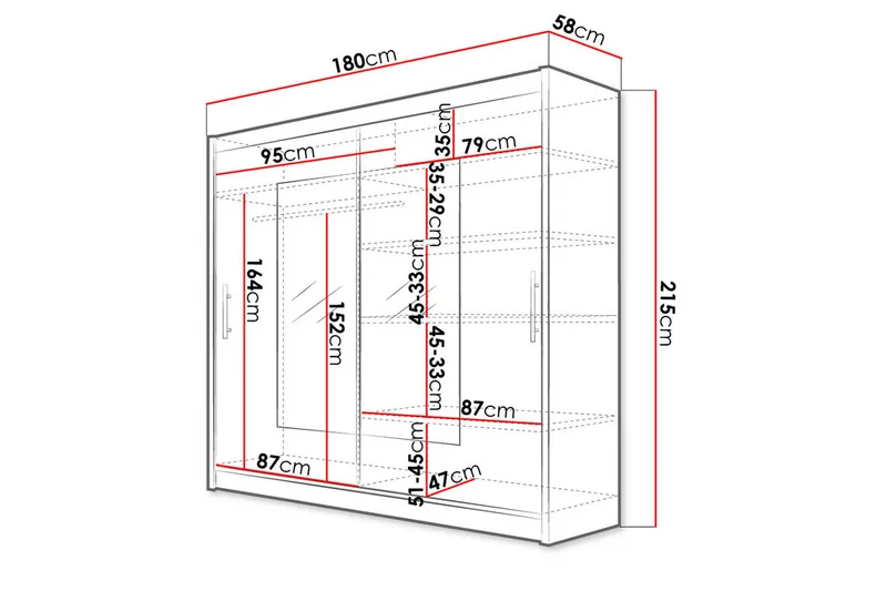 Prag Garderob Skjutdörrar Smal Fyrkantig Spegel - Beige/Trä/Natur - Products - Förvaring - Garderober & garderobssystem