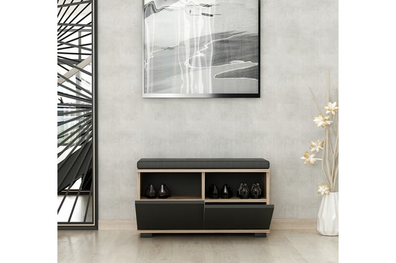 Drago Skoskåp 80 cm - Valnöt/Svart - Products - Förvaring - Skåp - Förvaringsskåp