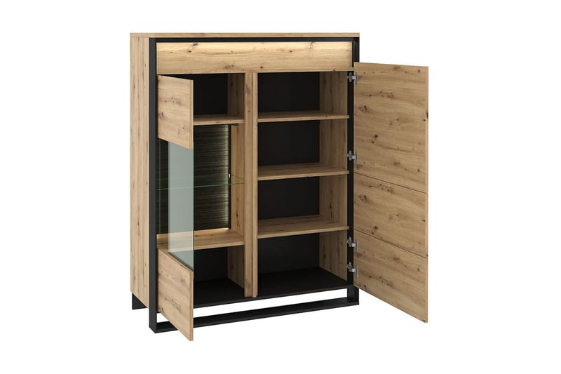 Quant Vitrinskåp 41 cm djup 110 cm bred 140 cm hög Trä - Ek/Svart - Products - Förvaring - Skåp - Vitrinskåp