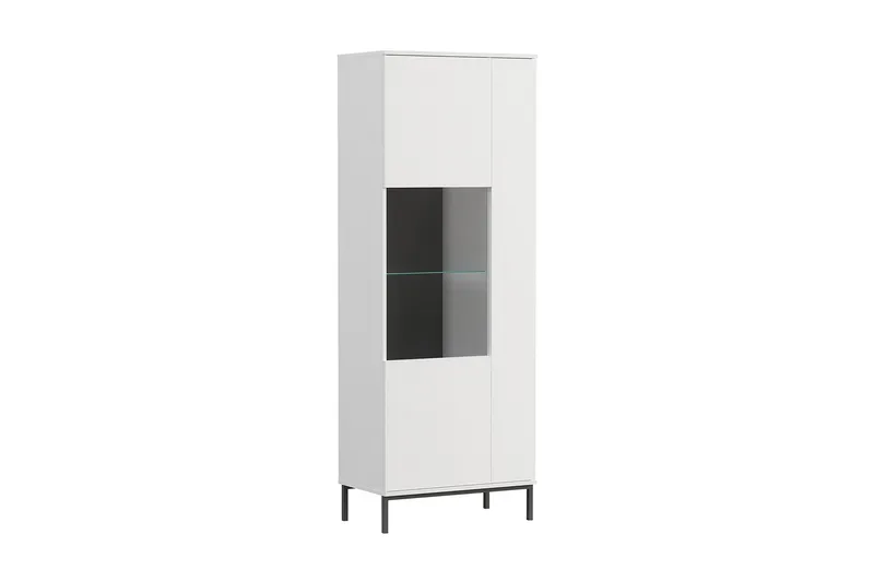 Querty Vitrinskåp 41 cm djup 70 cm bred 190 cm hög Ljust Trä, Vit/Svart