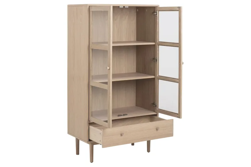 Salama Vitrinskåp 40 cm djup 80 cm bred 144,8 cm hög Trä - Vit - Products - Förvaring - Skåp - Vitrinskåp