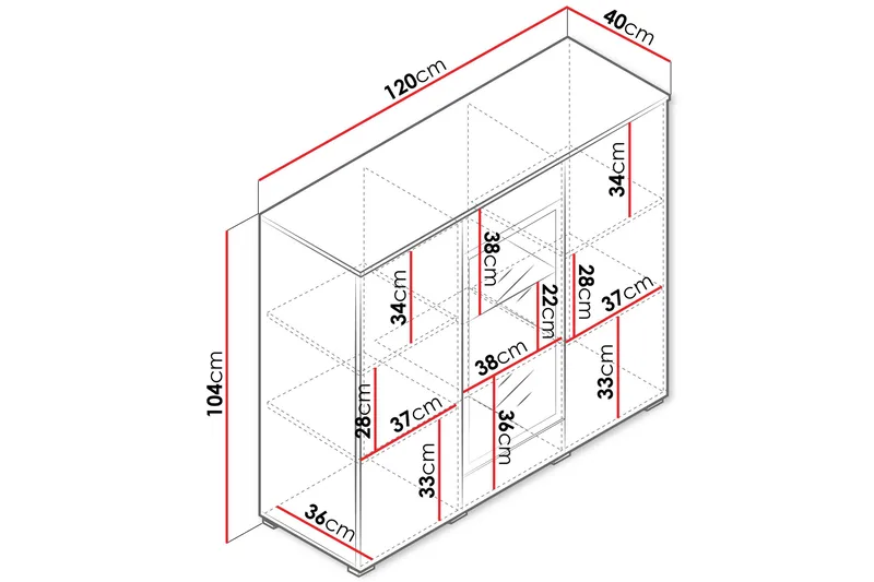 Sherie Vitrinskåp 120x104 cm - Vit - Products - Förvaring - Skåp - Vitrinskåp