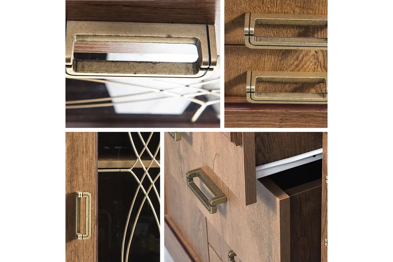 Tadeusz Lågt Vitrinskåp 44 cm djup 140 cm bred 110 cm hög Trä - Brun - Products - Förvaring - Skåp - Vitrinskåp