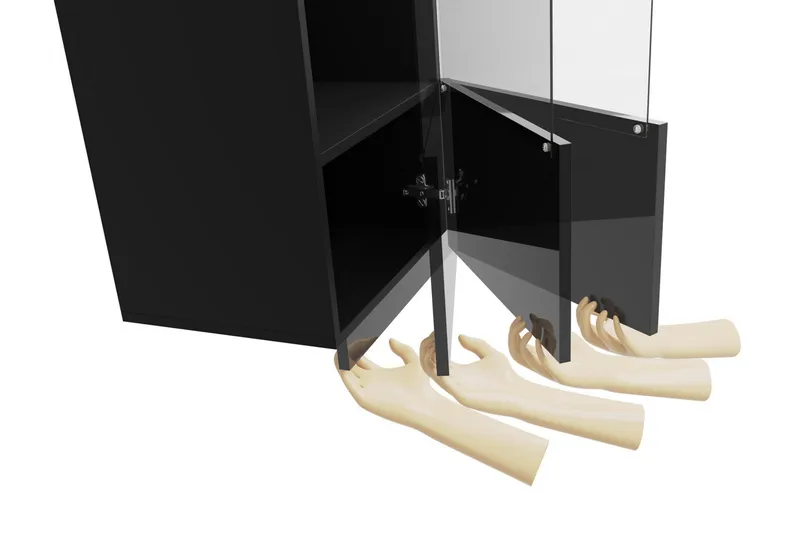 Tessan Smalt Vägghängt Vitrinskåp 32 cm djup 45 cm bred 117 cm hög Ljust Trä Glas - Vit - Products - Förvaring - Skåp - Vitrinskåp