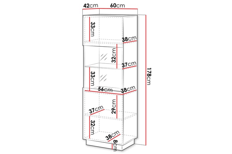Torvalen Vitrinskåp 60x178 cm - Vit - Products - Förvaring - Skåp - Vitrinskåp