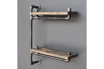 Evila Vägghylla Rör/Trä - Trä/Svart - Products - Förvaring - Småförvaring - Väggförvaring