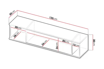 Querty Vägghylla 135x30x30 cm - Vit/Svart - Products - Förvaring - Småförvaring - Väggförvaring