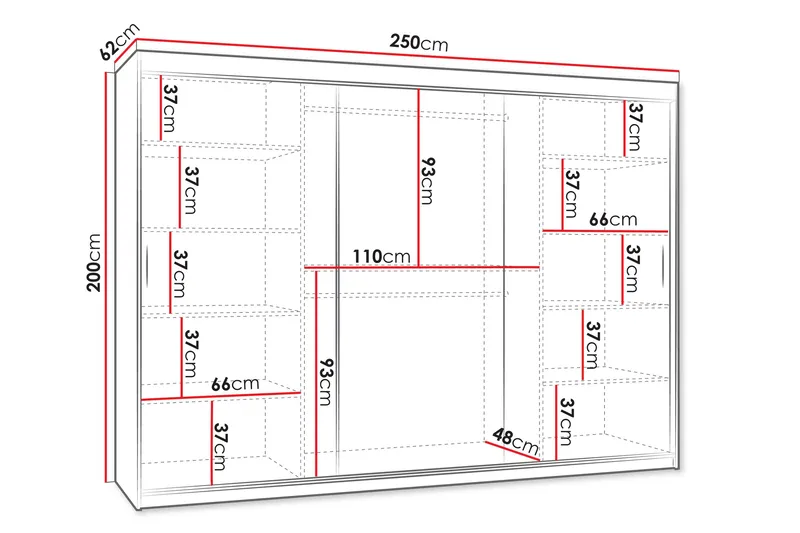 Tallmo Garderob m. Spegel 250x200 cm - Brun/Beige - Products - Förvaring - Garderober & garderobssystem