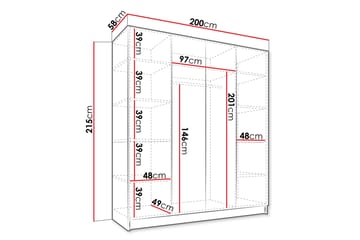 Vadstena Garderob med Spegel 200 cm - Kashmir/Svart - Products - Förvaring - Garderober & garderobssystem