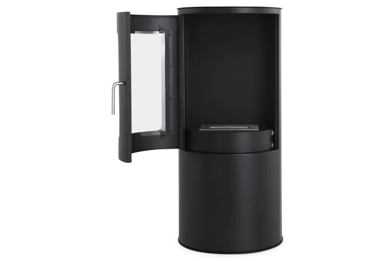 Corbo Fristående Rund Etanolkamin 96x44x30 cm i Stål och glas - Svart - Products - Inredning - Kaminer - Kamin utan skorsten - Etanolkamin