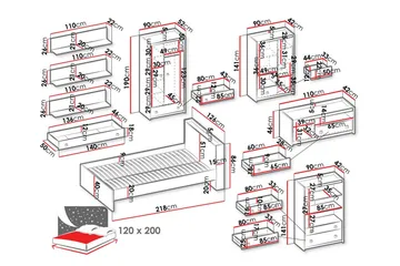 Rathmore Möbelset För Barnrum - Grå - Products - Möbler - Barnmöbler - Barnmöbelset