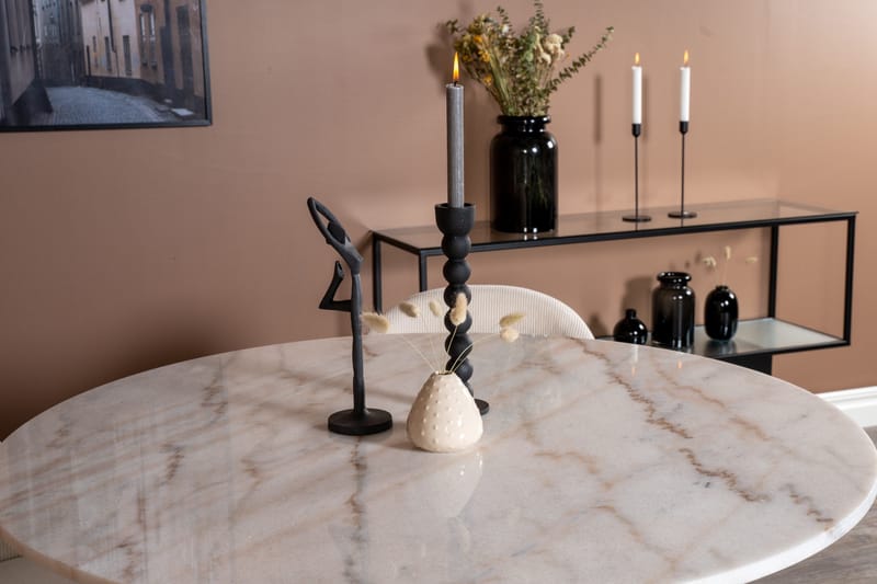 Admira Matbord 106 cm Runt Marmor med 4 st Valera Matstol - Beige / Marmor - Products - Möbler - Bord & matgrupp - Matgrupp