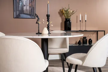 Admira Matbord 106 cm Runt Marmor med 4 st Valera Matstol - Beige / Marmor - Products - Möbler - Bord & matgrupp - Matgrupp