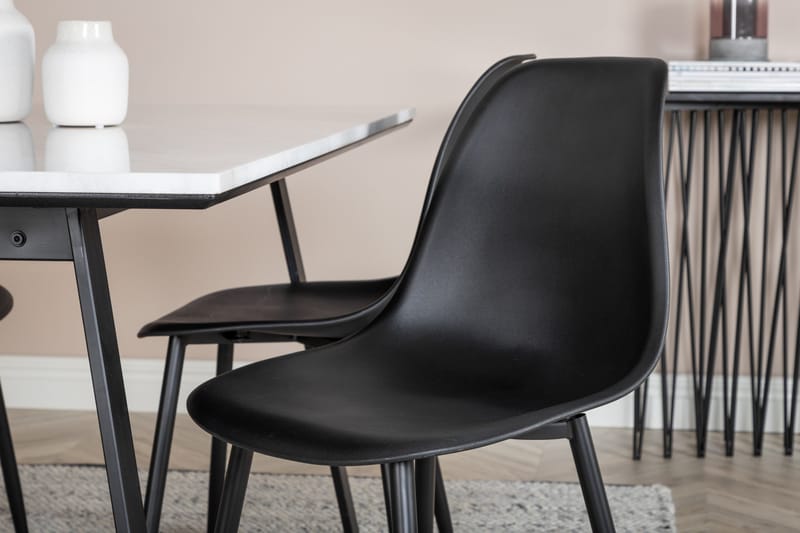 Admira Matgrupp 140 cm inkl 4 Ypas Stolar - Marmor/Vit/Svart - Products - Möbler - Bord & matgrupp - Matgrupp