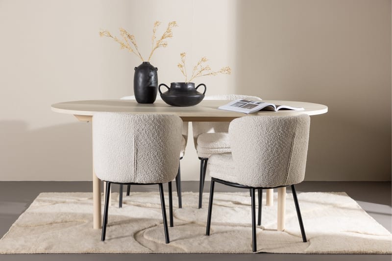 Andy Matgrupp 180 cm Oval med 4 Agnes stolar - Whitewash/Vit - Products - Möbler - Bord & matgrupp - Matgrupp