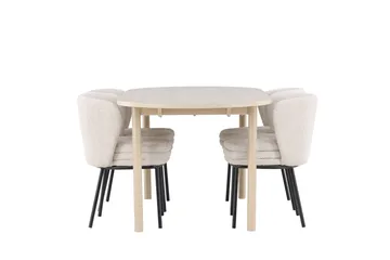 Andy Matgrupp 180 cm Oval med 4 Agnes stolar - Whitewash/Vit - Products - Möbler - Bord & matgrupp - Matgrupp