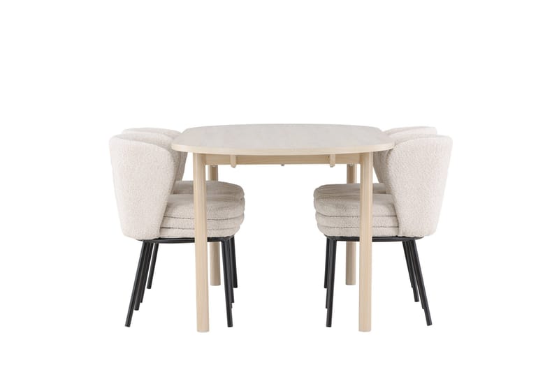 Andy Matgrupp 180 cm Oval med 4 Agnes stolar - Whitewash/Vit - Products - Möbler - Bord & matgrupp - Matgrupp